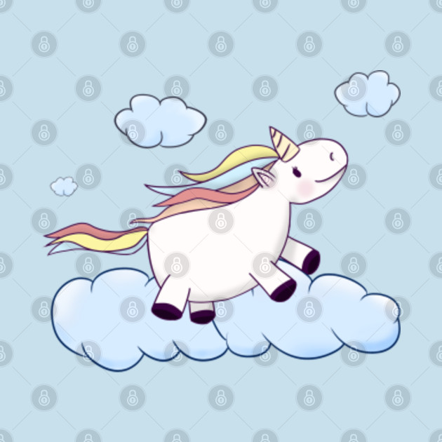 Discover Adorable flying rainbow fantasy unicorn and clouds - Unicorn - T-Shirt