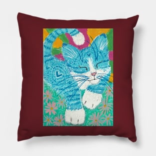 blue cat Pillow