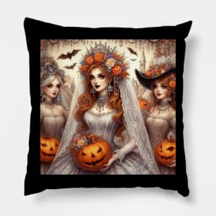 Halloween Bride and Bridesmaids Pillow