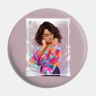 Painterly oil character Pin