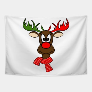 Red And Green Cute Christmas Reindeer Tapestry