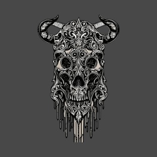 Tribal Tattoo Bulls Skull T-Shirt