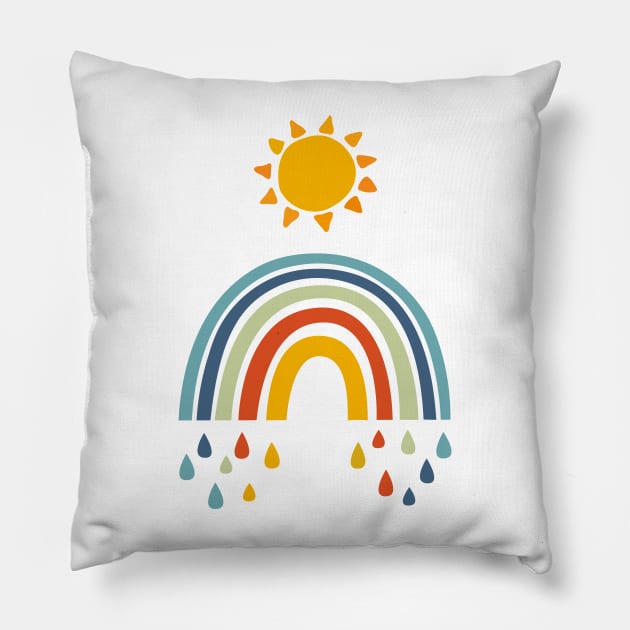 Rainbow and sun Pillow by grafart