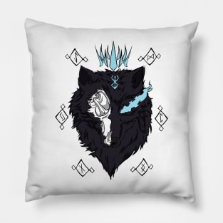 Dark runic wolf Pillow