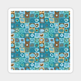 Beach Date  - Retro Geometric Wobbly Square Grid Pattern Magnet