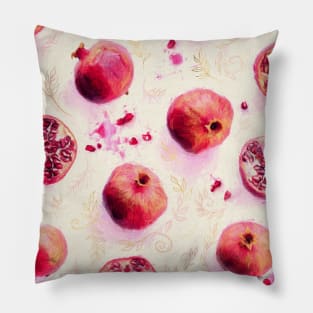 Painted Pomegranates with Gold Leaf Pattern Pillow