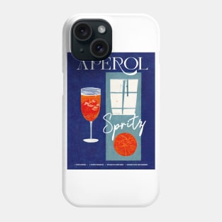 Retro Aperol Spritz Poster Blue Night Homebar, Kitchen Bar Prints, Vintage Drinks, Recipe, Wall Art Phone Case