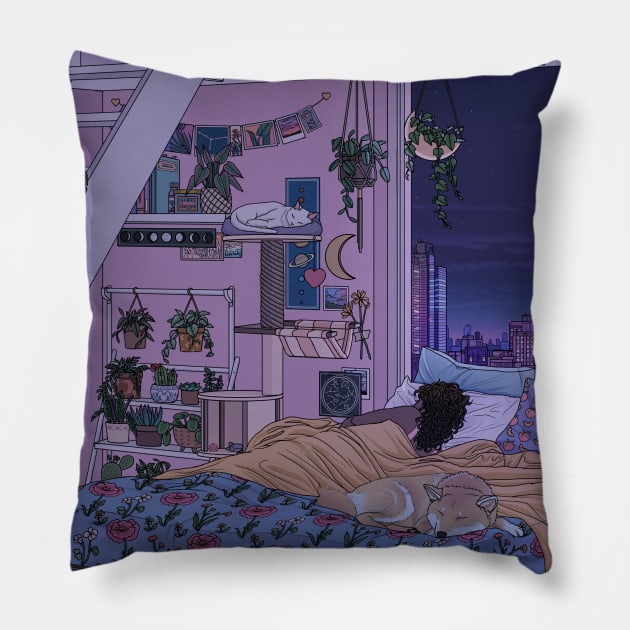 Sweet Dreams (Night) Pillow by amidstsilence