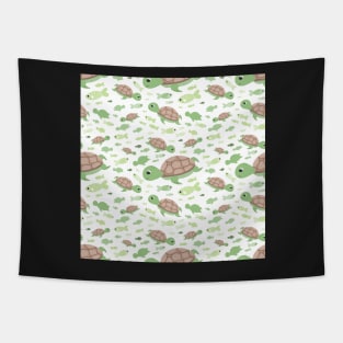 Cute turtle pattern with fishes Tapestry