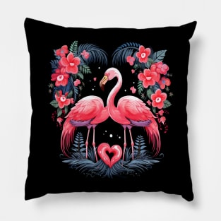Flamingo Couple Valentine Pillow