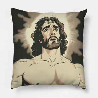 2d handsome illustration of Jesus Meme Pillow