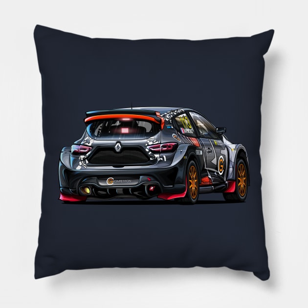 Renault Clio RX Super Car Pillow by Mario Ramos Rally Art