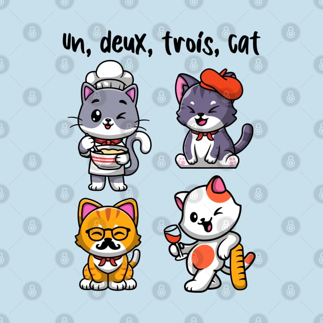 Un deux trois cat - cute French cats (on light colors) by Messy Nessie