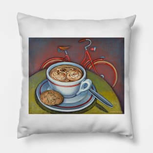 Red Dutch Bicycle with Cappuccino and Amaretti Pillow