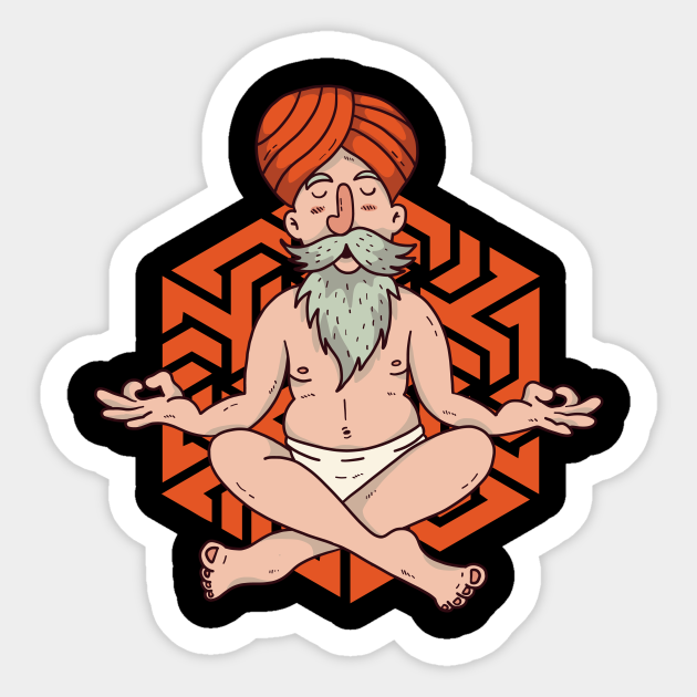 Meditating Yogi Cartoon - Yoga - Sticker | TeePublic Meditating Yogi Cartoon - Yoga - Sticker | TeePublic