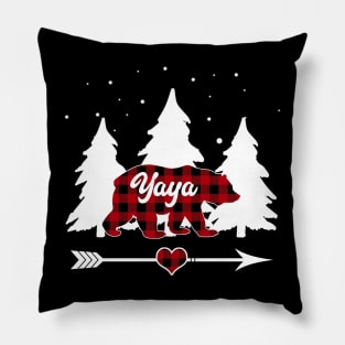 Yaya Bear Buffalo Plaid Christmas Matching Family Pajama Pillow