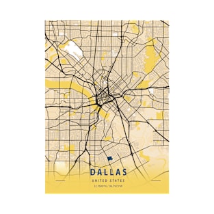 Dallas - United States Yellow City Map T-Shirt