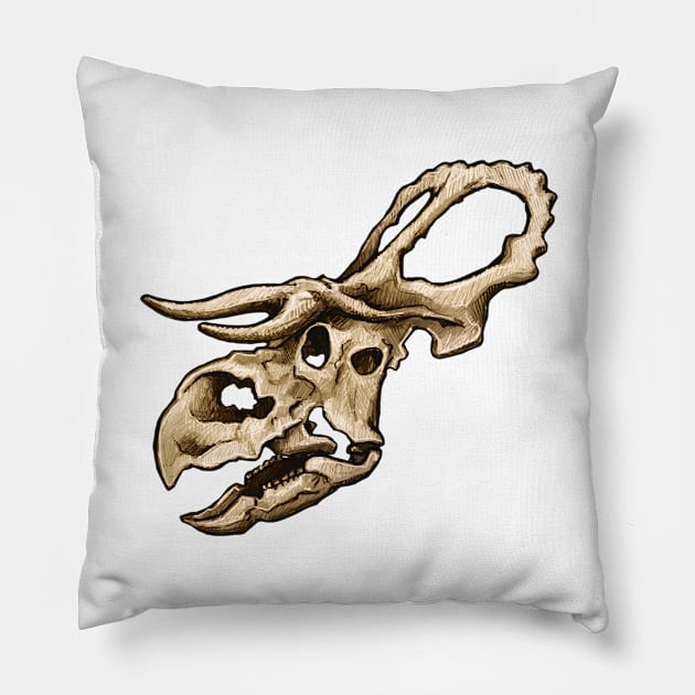 Dinosaur Skull Nasutoceratops Sticker Pillow by CassWArt