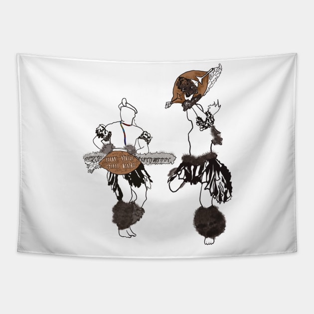 African Zulu Dancers Tapestry by Artprintzilla