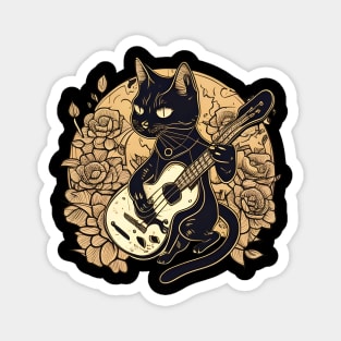 Cool Black Cat Playing Guitar - Funny Cats Magnet