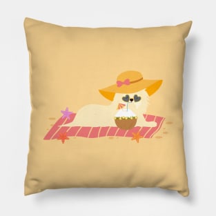 Maltese Dog on a Beach Pillow