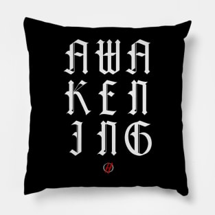 Awakening White Logo Cursive Pillow