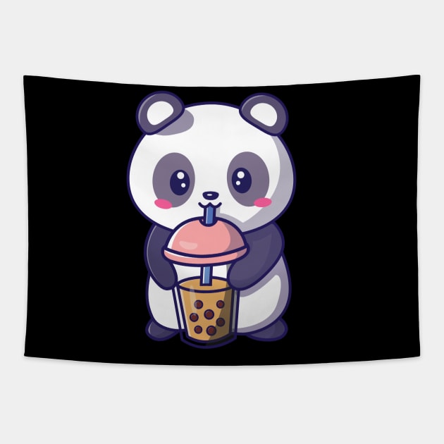 Cute Kawaii Bubble Tea lover Panda Tapestry by Artist usha