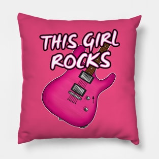 Female Electric Guitarist This Girl Rocks Pillow