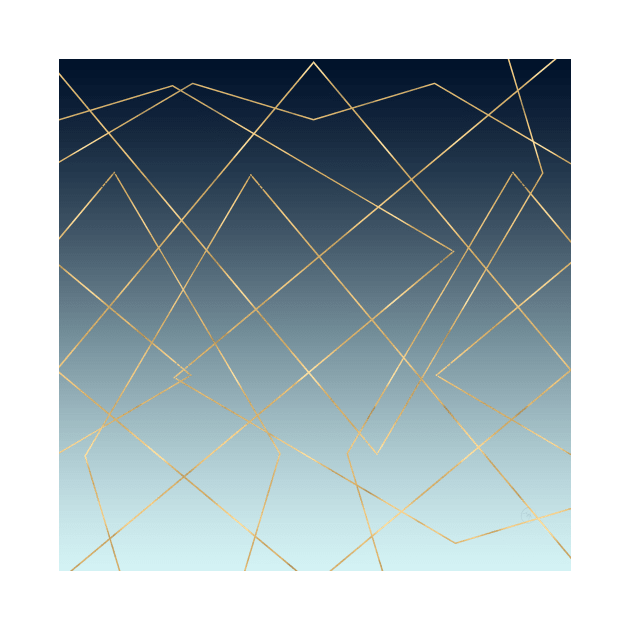 Geometric Gold Lines Blue Gradient Design by NdesignTrend