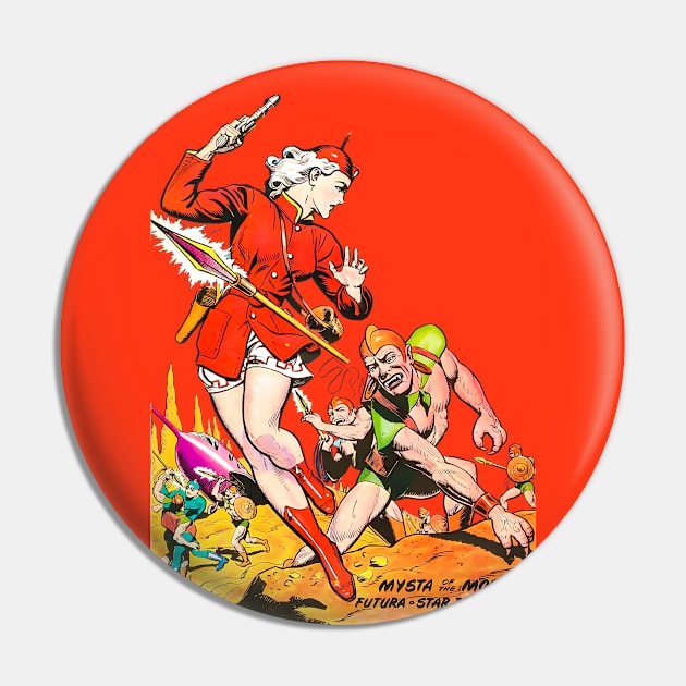 Sharp Spear Pin Up Girl Red Uniform 1948 Planet Retro Moon Vintage Comics Pin by REVISTANGO