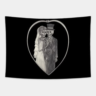 Couple love wedding skull. Tapestry