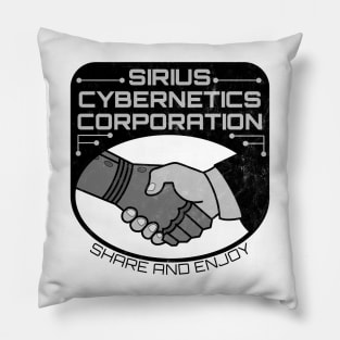 Sirius Cybernetics Corporation (black print, light distressing) Pillow