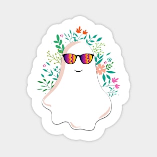 Ghost with flowers floral soul halloween :cool ghost summer Magnet
