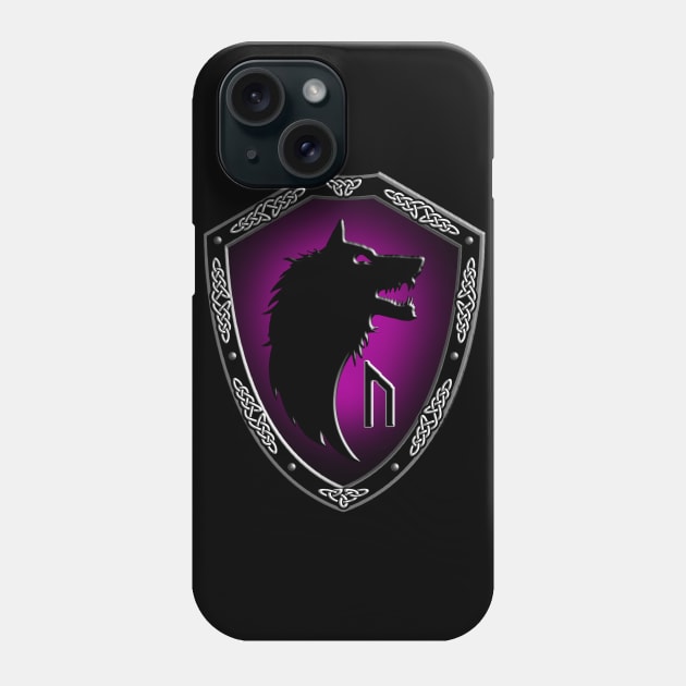 VIKING SHIELD 13 (Wolf with URUZ – Physical Strength, Speed, Untamed Potential) Phone Case by GardenOfNightmares