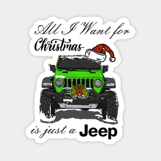 Christmas Jeep Green Magnet