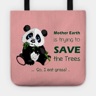 Cute Panda preferred to eat grass! Tote