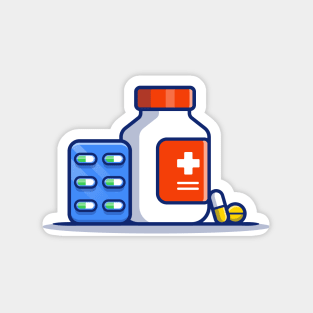 Medicine Jar And Pills Strip Magnet