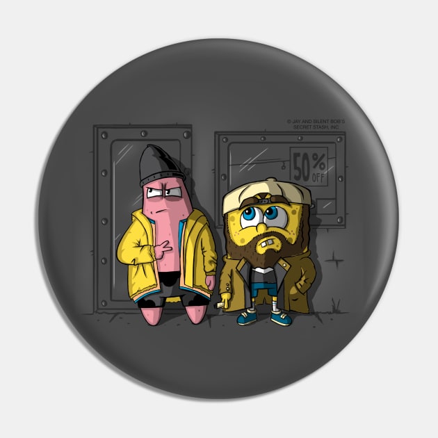 Pat and Silent Bob Squarepants Pin by IdeasConPatatas