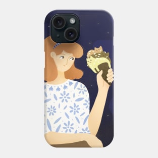 Cute girl with ice cream plants and cats, version 3 Phone Case