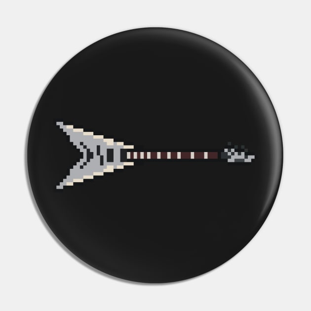 Pixel Silver King Flying V Guitar Pin by gkillerb