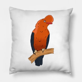 Andean Cock of The Rock bird cartoon illustration Pillow