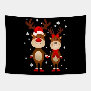 Cute Reindeer Rudolph and Clarice Tapestry