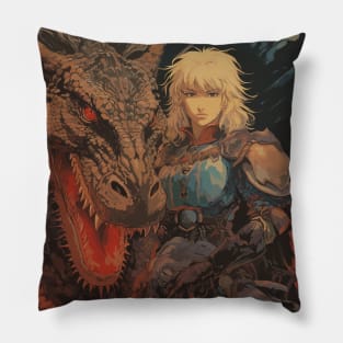 Dark Fantasy Dragon Rider Pillow