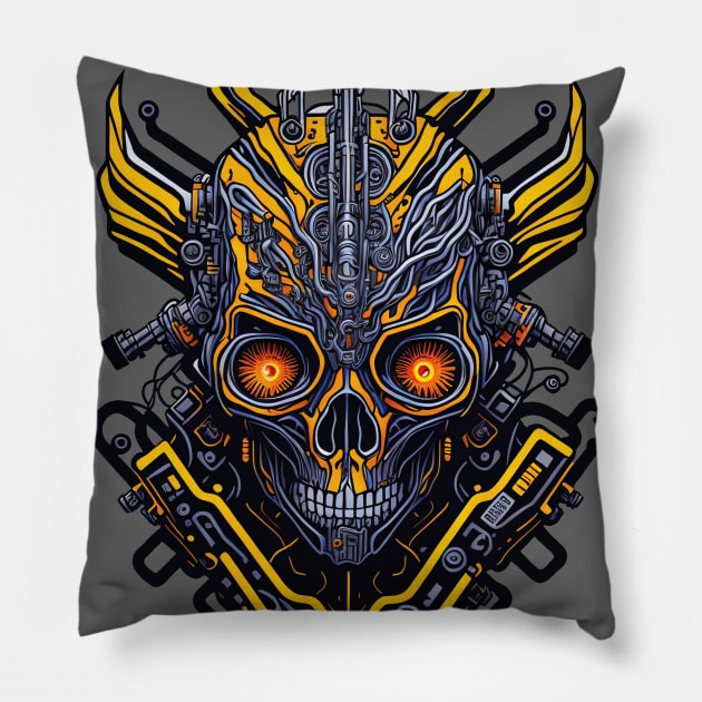 Mecha Skull S02 D82 Pillow by Houerd