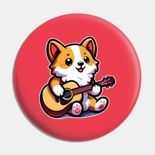 Cute Corgi Playing Guitar Pin