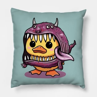 Duckie in a Monster Costume Pillow