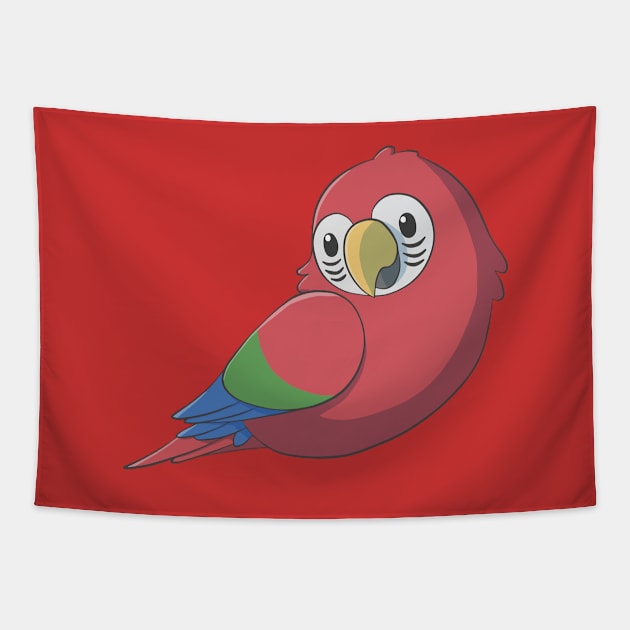 Cute fluffy red and green macaw Tapestry by AniBeanz