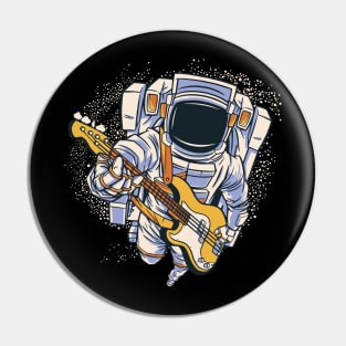 Spaceman in Space among the Stars and Planets with Guitar Pin