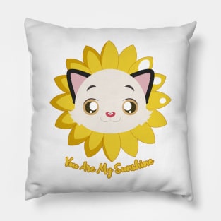 You Are My Sunshine Cat Sunflower, Cat lover Pillow