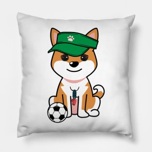 Funny orange dog is a soccer coach Pillow